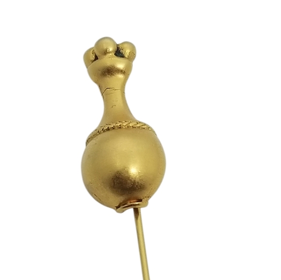 VINTAGE COLUMBIAN POPORO VASE DESIGN SATIN GOLDTONE STICK PIN - Picture 3 of 4